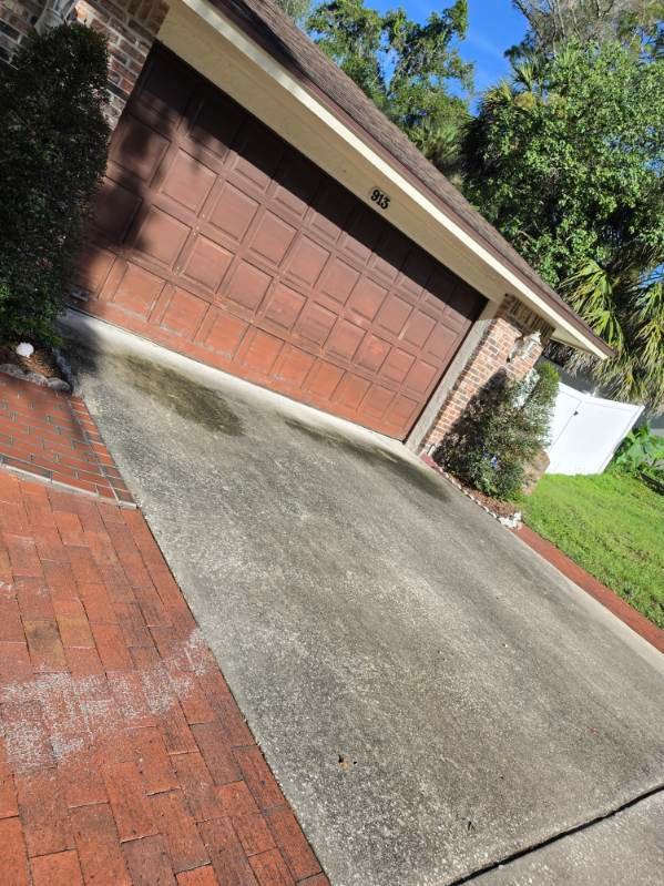 Concrete driveway before cleaning
